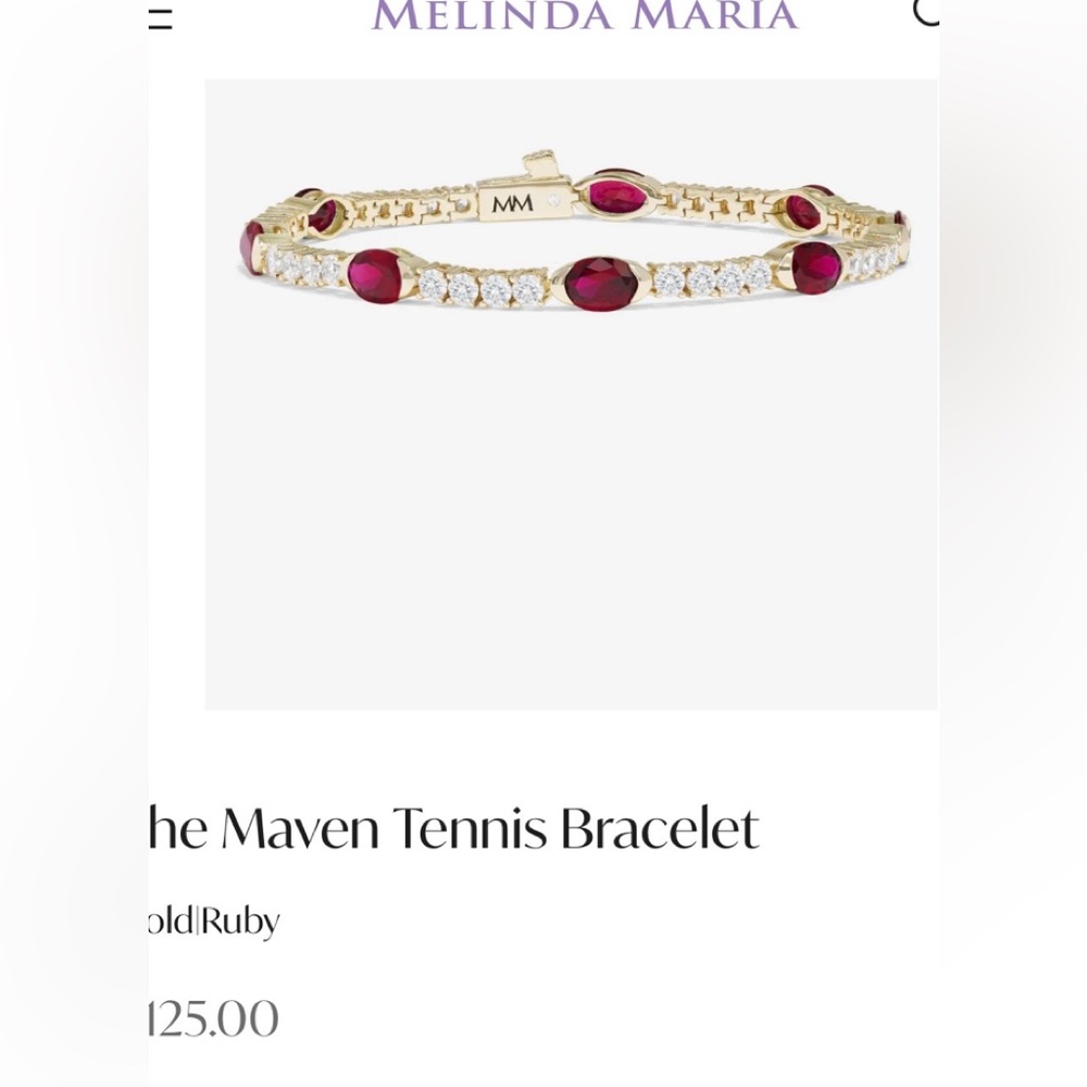 NWT Ruby Maven Tennis Bracelet..STUNNING Melinda Maria🤩 ✨FIRM - Picture 2 of 6